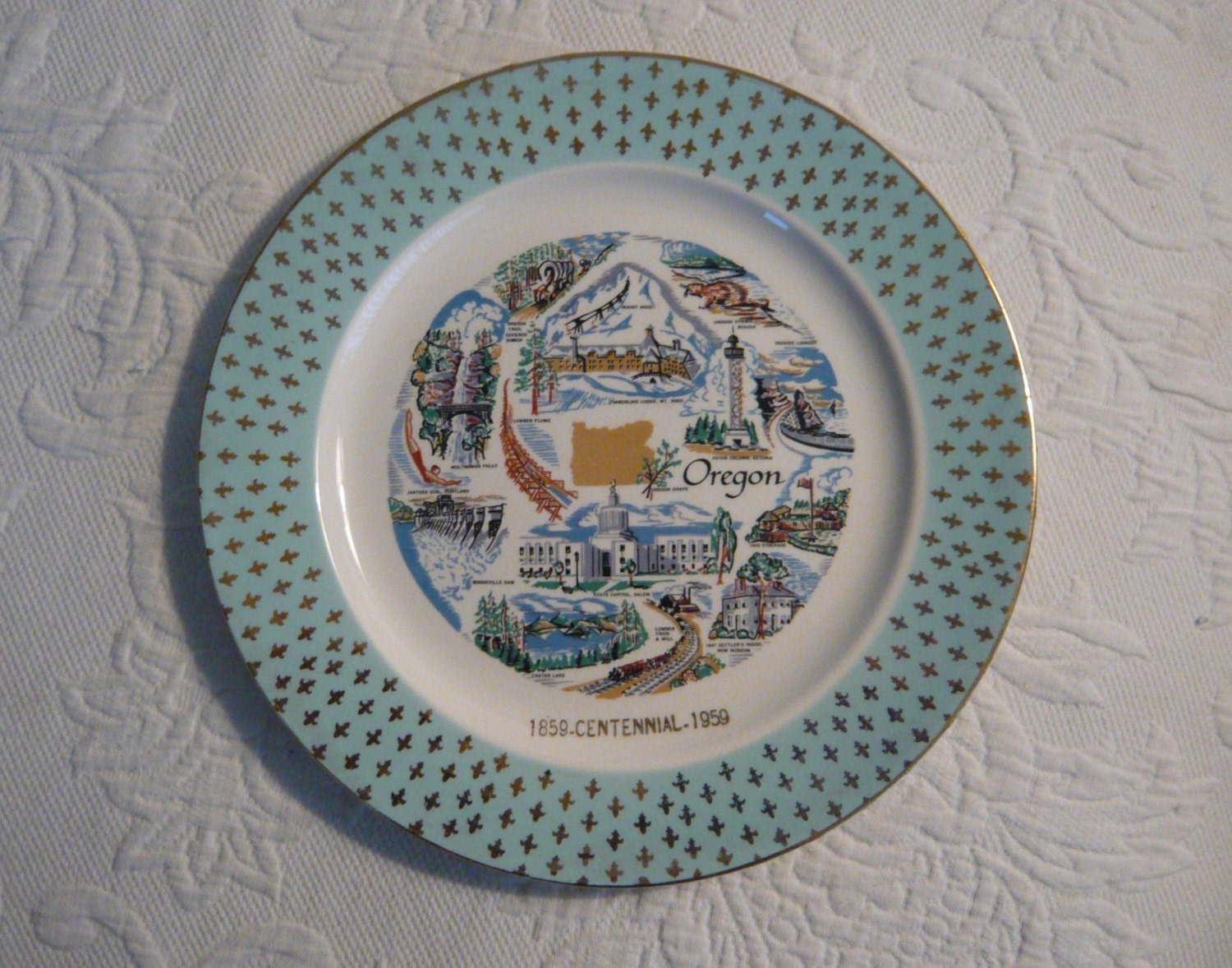 Oregon Centennial Plate 18591959 Etsy