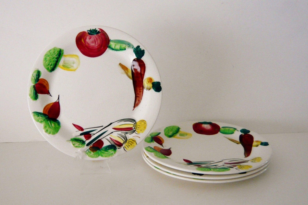 Set of Four Nasco Del Coronado Salad Plates - Vegetable Motif - Etsy