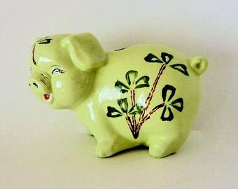 Piggy Bank Pottery Pig Hand Painted