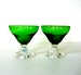 Set of Two Vintage Green Champagne or Sherbet Glasses 