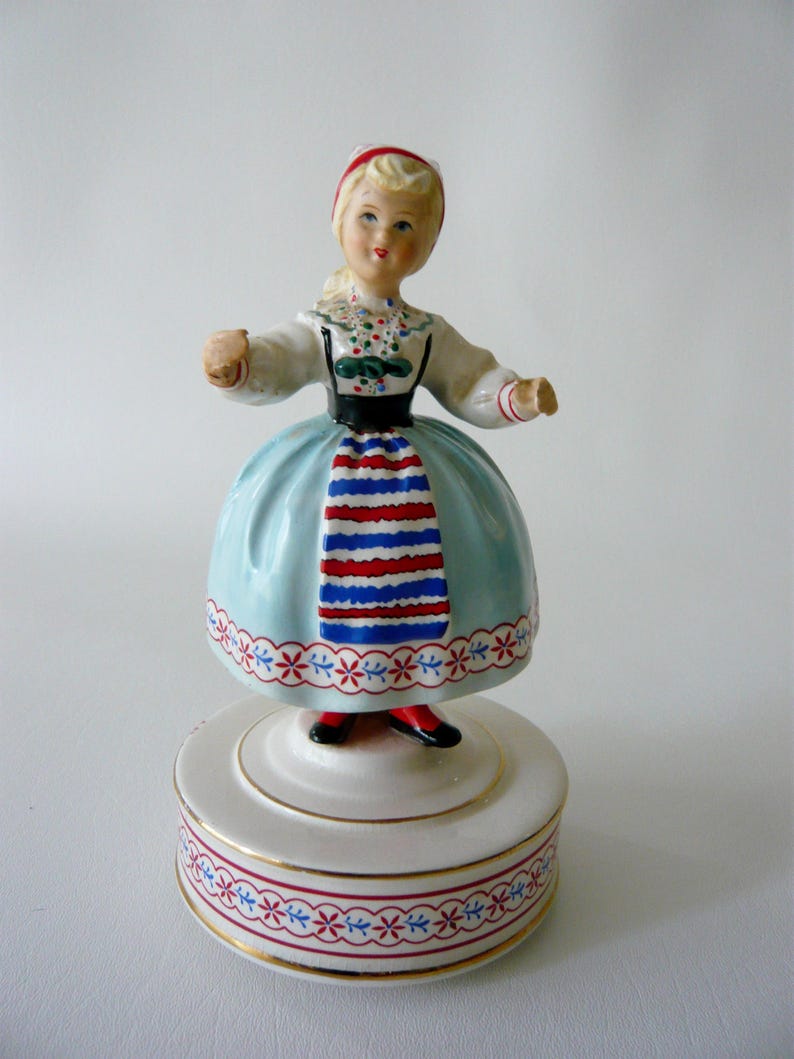 Vintage Schmid Music Box International Costume Scandinavian Etsy