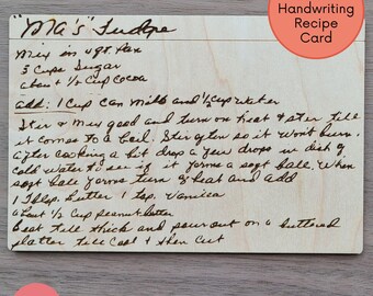 Custom Handwriting Wooden Recipe Card, personalized, writing, name, keepsake, gift, wood