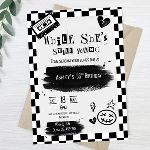 Emo Birthday Invitation | Pop Punk Theme, Canva Template (Digital Download)