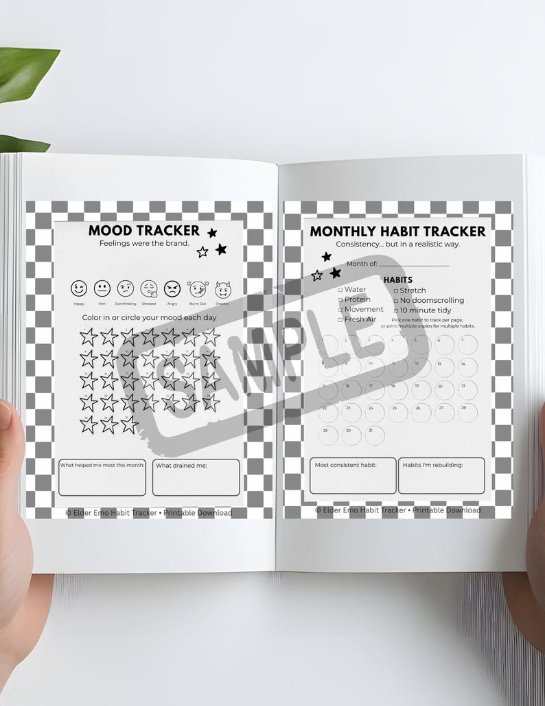 Elder Emo Habit Tracker Printable | Daily, Weekly, Mood Tracker (PDF ...