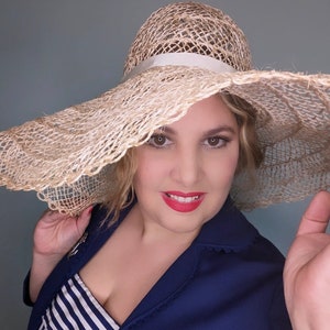 Oversized Straw Hat, Natural Jute Straw Sun Hat , Wide Brim Beach Hat, Straw Floppy Hat , Women&#39;s Sun Hats,Open Weave Straw Hat, Large Hat