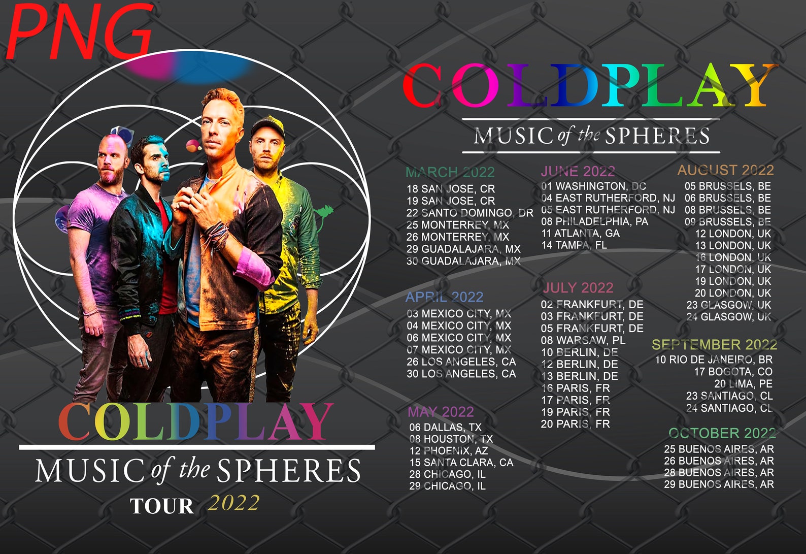 coldplay world tour dates 2022