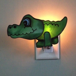 Bedroom Alligator Night Light, Stained Glass Alligator Night Light or Sun Catcher image 2