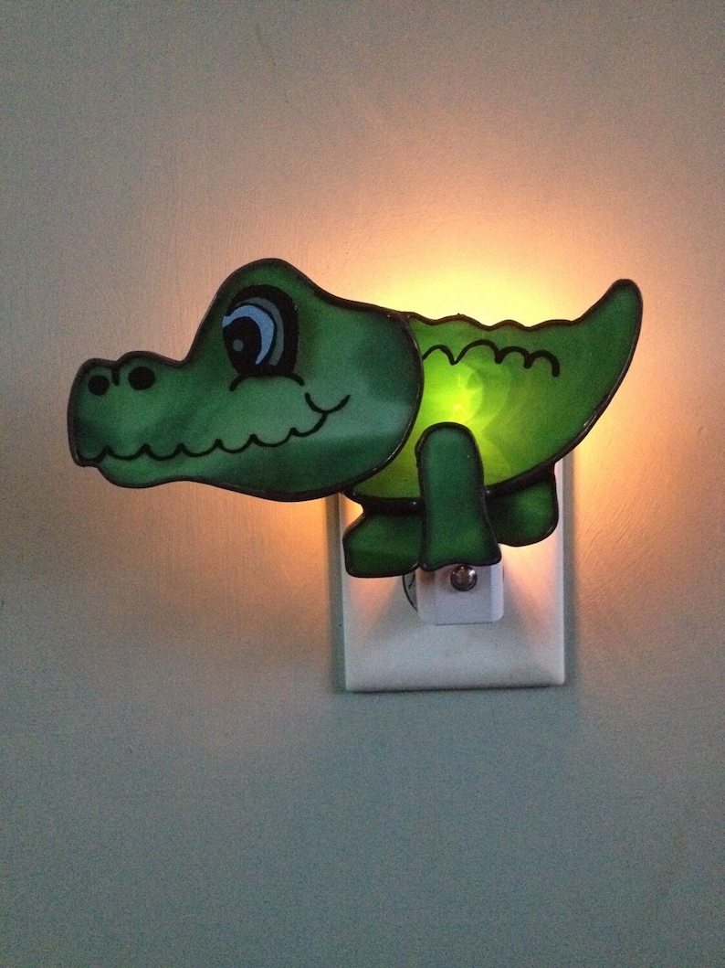 Bedroom Alligator Night Light, Stained Glass Alligator Night Light or Sun Catcher image 2