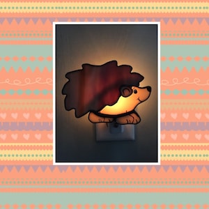 Stained Glass  Hedgehog, Custom Made Night Light or Sun Catcher