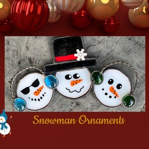 Snowman, Snowmen Ornaments, Stained Glass Ornaments, Stained Glass Snowmen, Hand Made, Customize, Winter Decor, Seasonal Decor, Home Decor