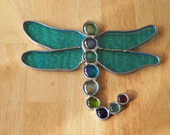 Dragonfly. Stained Glass, Garden Decor, Sun Catcher, Handmade, Custom Order, Garden, Home Decor