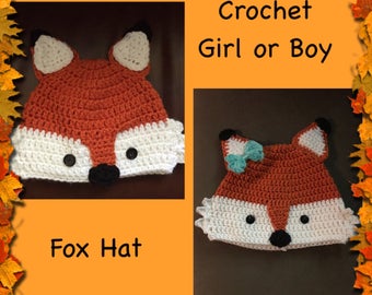 Crochet Fox Cap (Sizes Infant-Adult)