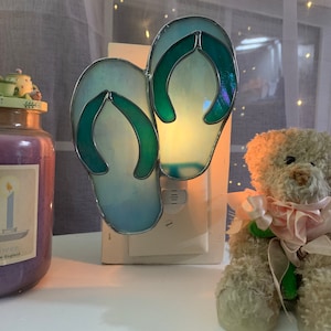 Sandals, Stained Glass Sandals, Stained Glass Night Light, Sun Catcher, Sandal Sun Catcher, Sandal Night Light, Home & Decor, Glass Art