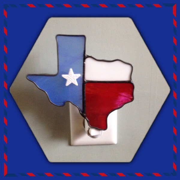 Texas Night Light, Stained Glass Sun Catcher, Custom Made, Home Decor, Hand Made, Lone Star State