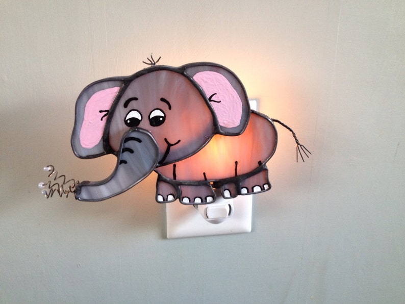 Nursery Room Elephant Night Light Stained Glass Elephant Etsy