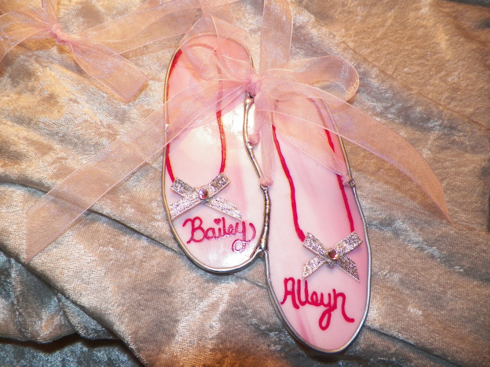 ballet shoes, stained glass, personalized, custom made, handmade, home decor, bedroom