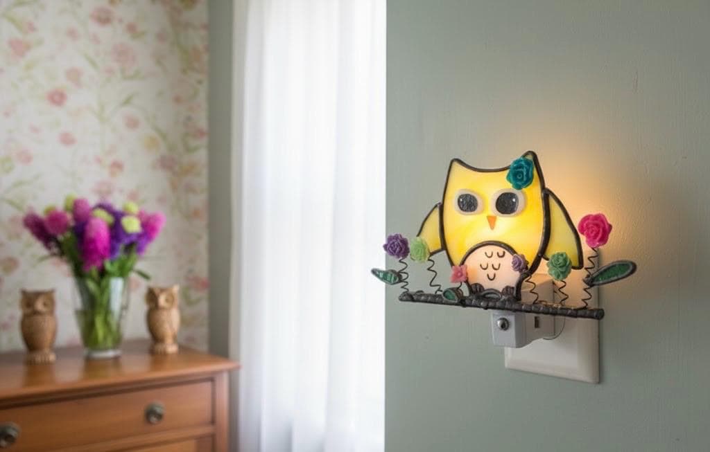 Flowering Owl Night Light Custom Nursery Decor Or Sun Catcher