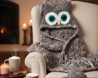 Crochet Hooded Owl Blanket: Custom Cozy Throw