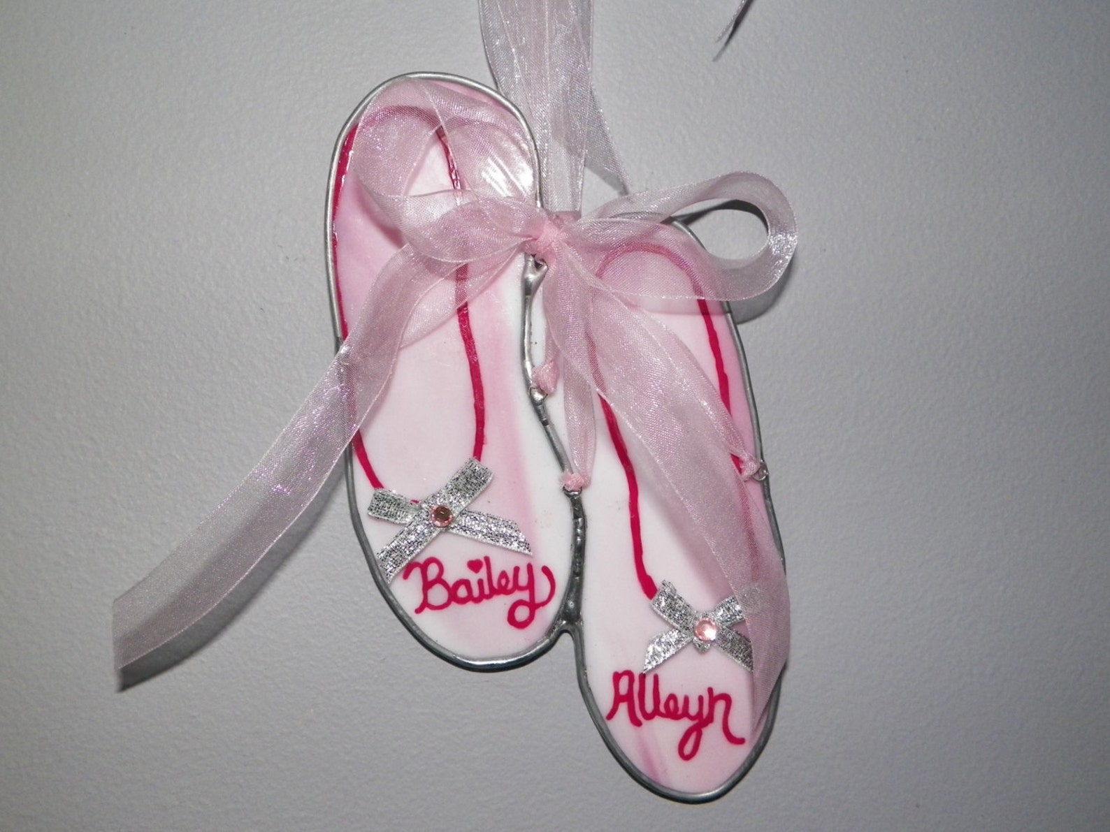 ballet shoes, stained glass, personalized, custom made, handmade, home decor, bedroom