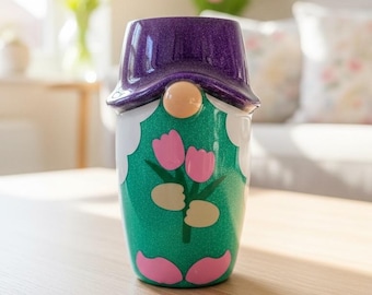 Handmade Gnome Tumbler: Stainless Steel Insulated Water Bottle