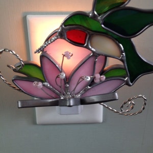 Hummingbird Night Light, Stained Glass, Sun Catcher, Custom Made, Variety of Color Choices image 2