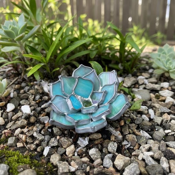 Handmade Stained Glass Succulent: Garden Decor Art - Etsy