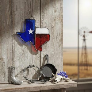 Stained Glass Texas Ornament: Handmade Home Decor