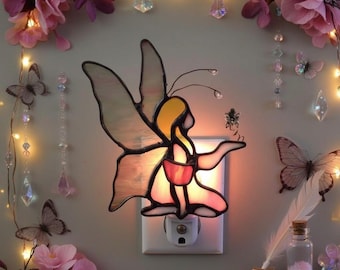 Fairy, Stained Glass Night Light, Sun Catcher, Hand Made, Custom Made, Whimsical