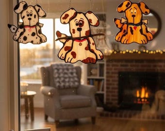 Puppy Night light, Stained glass, Sun Catcher, Dog, Handmade, Custom Made