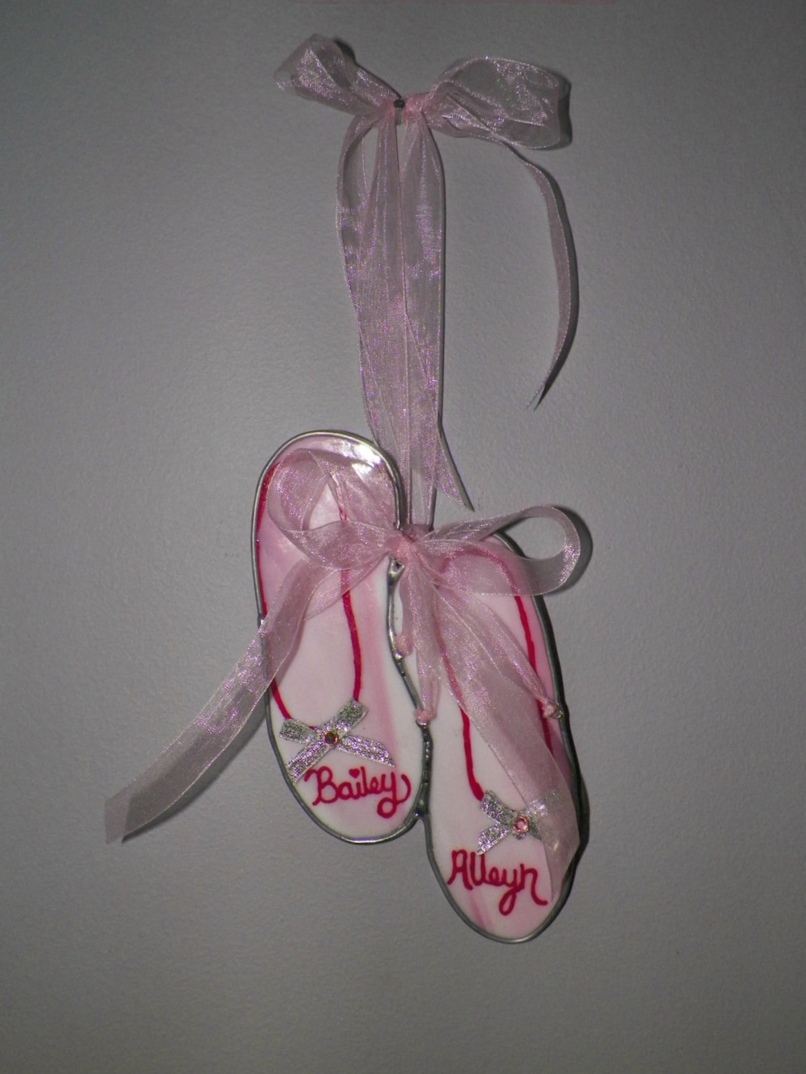 ballet shoes, stained glass, personalized, custom made, handmade, home decor, bedroom