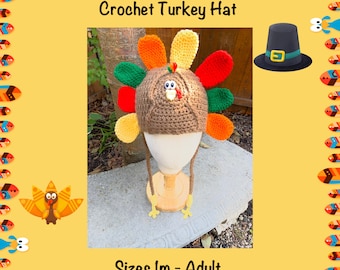 Turkey Hat, Crochet Turkey Hat, Custom Made, Hand Made, Variety of Sizes, Winter Hat, Thanksgiving, Hats & Caps, Accessories, Turkey