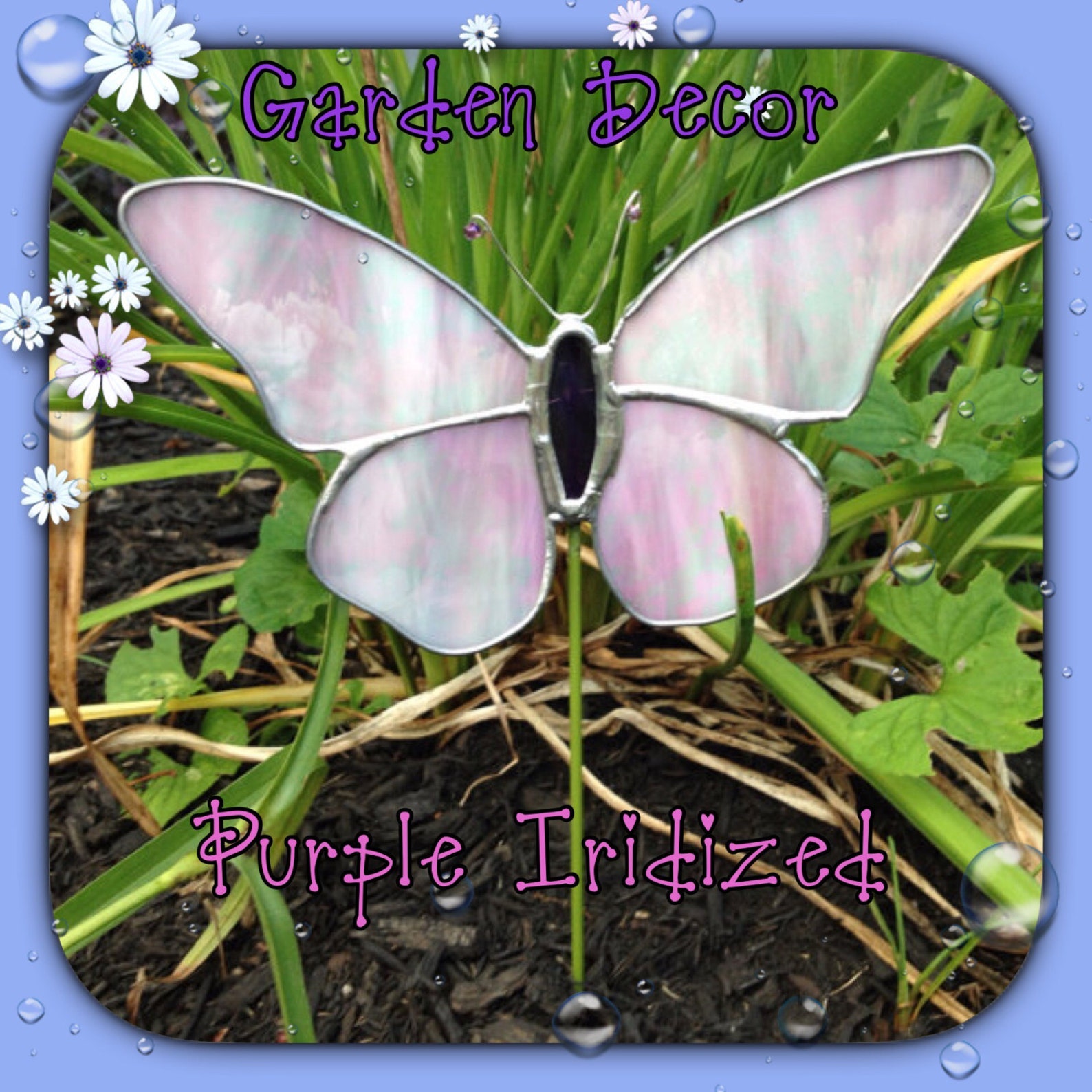 Butterfly Garden Decor Garden Butterfly Stained Glass Etsy