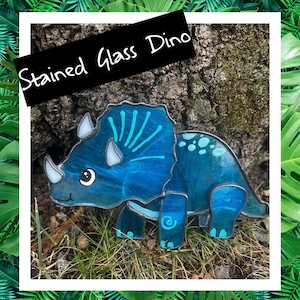 Dinosaurs, Stained Glass Dinosaurs, Dino Night Light, Home Decor, Home and Living, Hand Made, Custom Order, Bedroom Decor, Dinosaurs Light