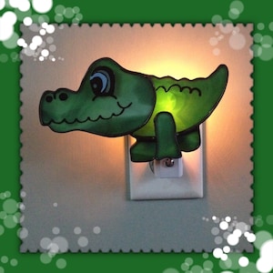 Bedroom Alligator Night Light, Stained Glass Alligator Night Light or Sun Catcher image 1