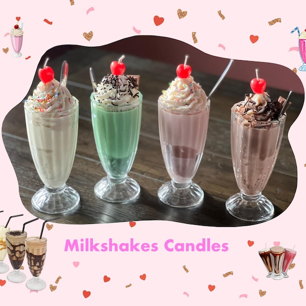 Candle, Milkshakes, Candle Milkshakes, Hand Made, Custom Order, Home & Living, Home Decor, Candles, Gifts, Presents, Faux Food Candles