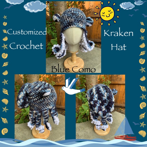 Kraken, Octopus, Crochet Kraken, Crochet Octopus, Hand Made, Custom Made, Winter Hat, Crochet Hat, Twisted Kraken Hat