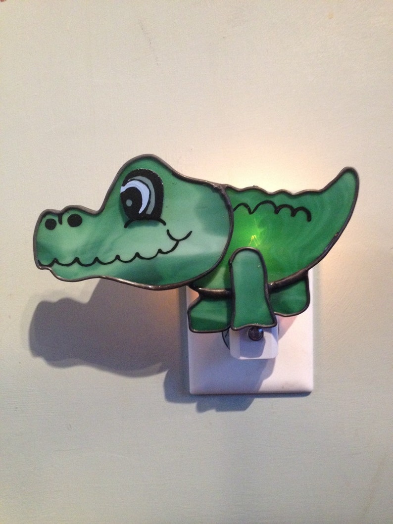 Bedroom Alligator Night Light, Stained Glass Alligator Night Light or Sun Catcher image 3