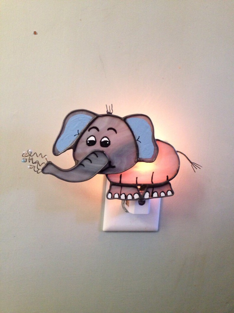 Nursery Room Elephant Night Light Stained Glass Elephant Etsy
