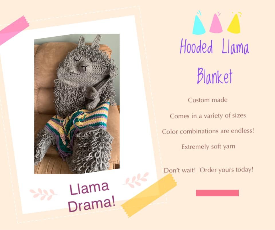 Llama Blanket, Alpaca Blanket, Crochet Llama Blanket, Crochet