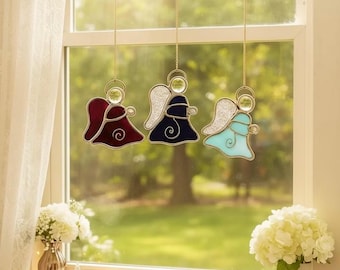 Stained Glass Remembrance Angel: Birthstone Suncatcher