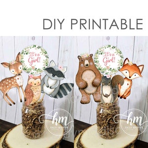 DRUCKBARE Wald Es ist ein Mädchen Mittelstücke Größe 10 &quot;, Set von 10 Wald Ausschnitten, Wald Es ist ein Mädchen Zeichen, Wald Dekor, Wald Requisiten