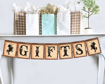 Little Cowboy GIFTS banner, Cowboy Baby Shower Banner, Cowboy Birthday Party Decorations, Little Cowboy Gifts sign, Cowboy decor HM788