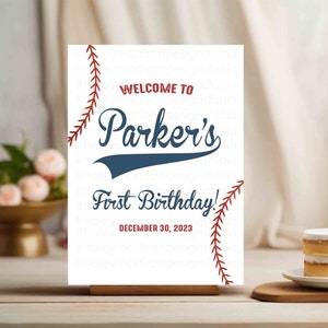Letrero de bienvenida de béisbol, Letrero de bienvenida para fiesta de cumpleaños de béisbol, Letrero de bienvenida para fiesta de novatos, Decoraciones para fiesta de primer cumpleaños de béisbol