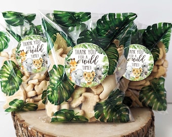Jungle Stickers and bags Set of 12 Baby shower favors