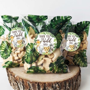 Jungle Stickers and bags Set of 12 Baby shower favors