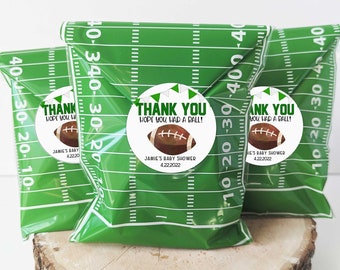 Set of 12 Stickers and bags, Football Party Favors, Football First Birthday, Football Baby Shower favors, Football stickers and bags