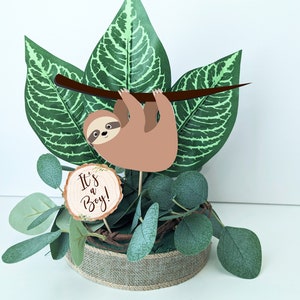 Sloth Baby Shower Centerpieces, Greenery Baby Shower Decorations, Sloth