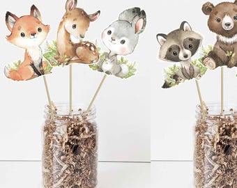 Set of 6 Woodland Animals Centerpieces size 6", Woodland Animals cutouts, Woodland Baby shower Decor, Woodland birthday party