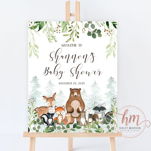 Personalized Sign Woodland Baby Shower Sign Woodland