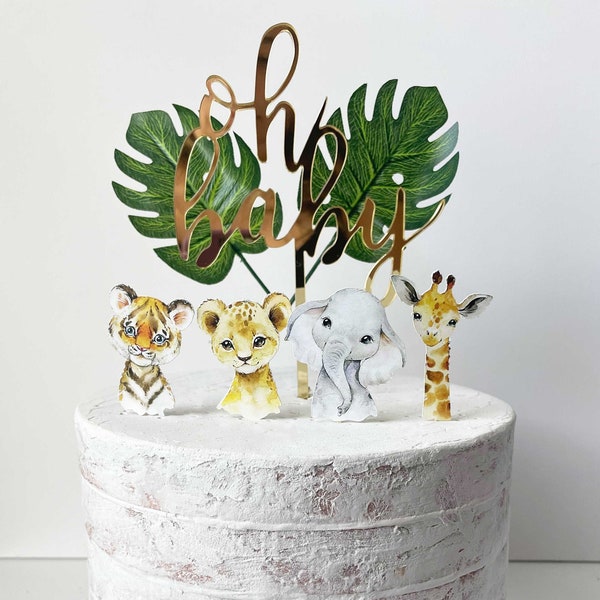 Jungle "Oh Baby" Cake Topper, Jungle Baby Shower Cake Topper, Jungle Animals Topper, Jungle Wild One Topper, Jungle sign Jungle HM952